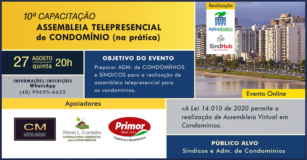 10ª Capacitação de Assembleia Virtual Telepresencial de Condomínio na Prática 